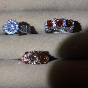 Colored crystal rings bundle of 3